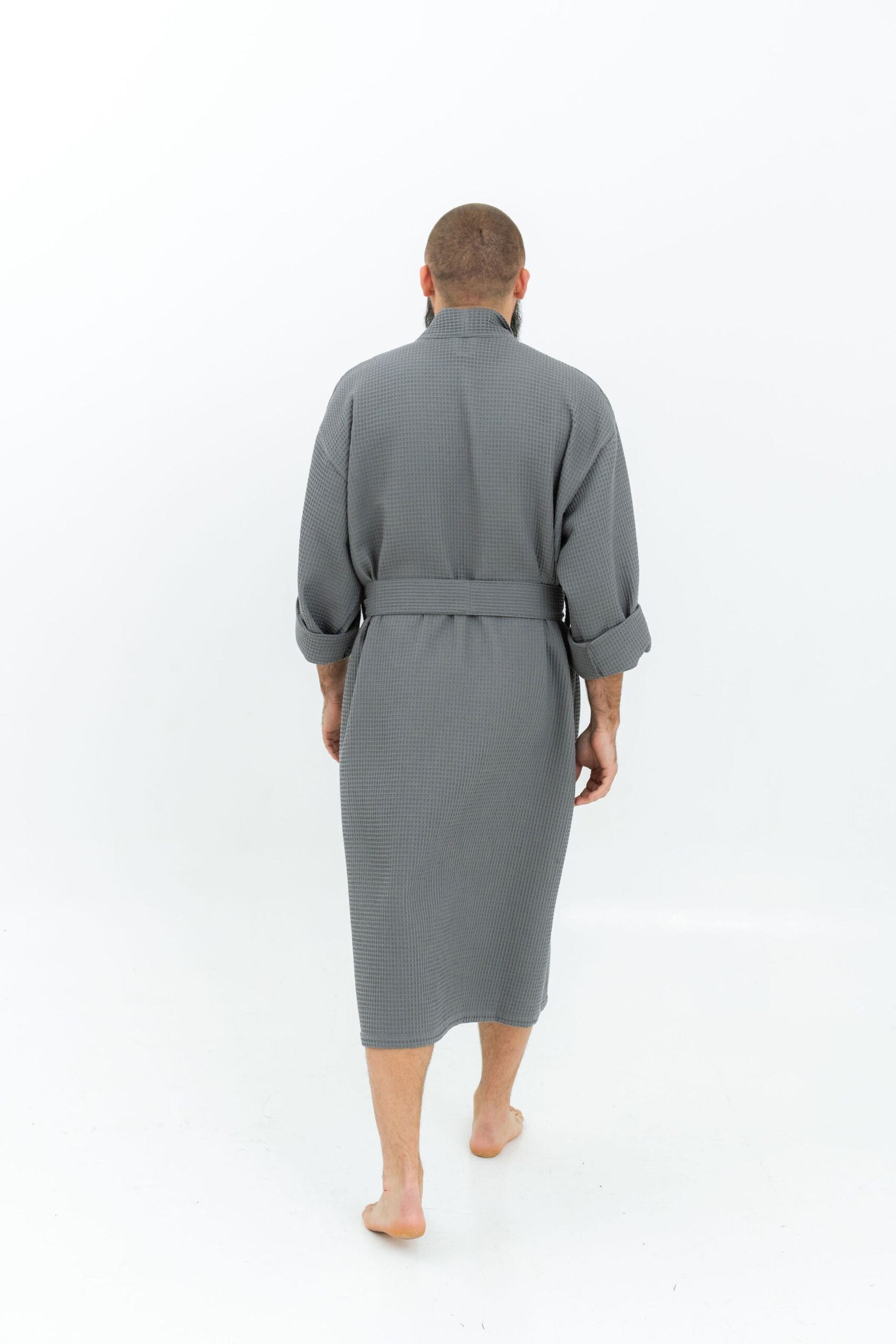 Long Waffle Fabric Robe for Men