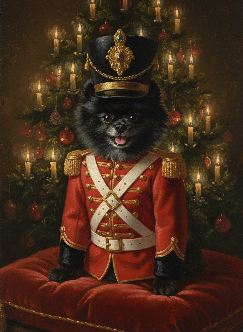Hund im Nussknacker-Kostüm – Weihnachtsporträt