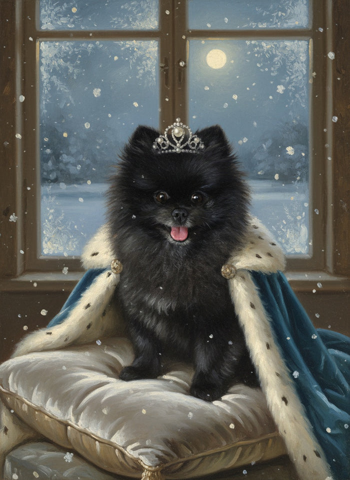 Pomeranian als Winterkönigin gemalt