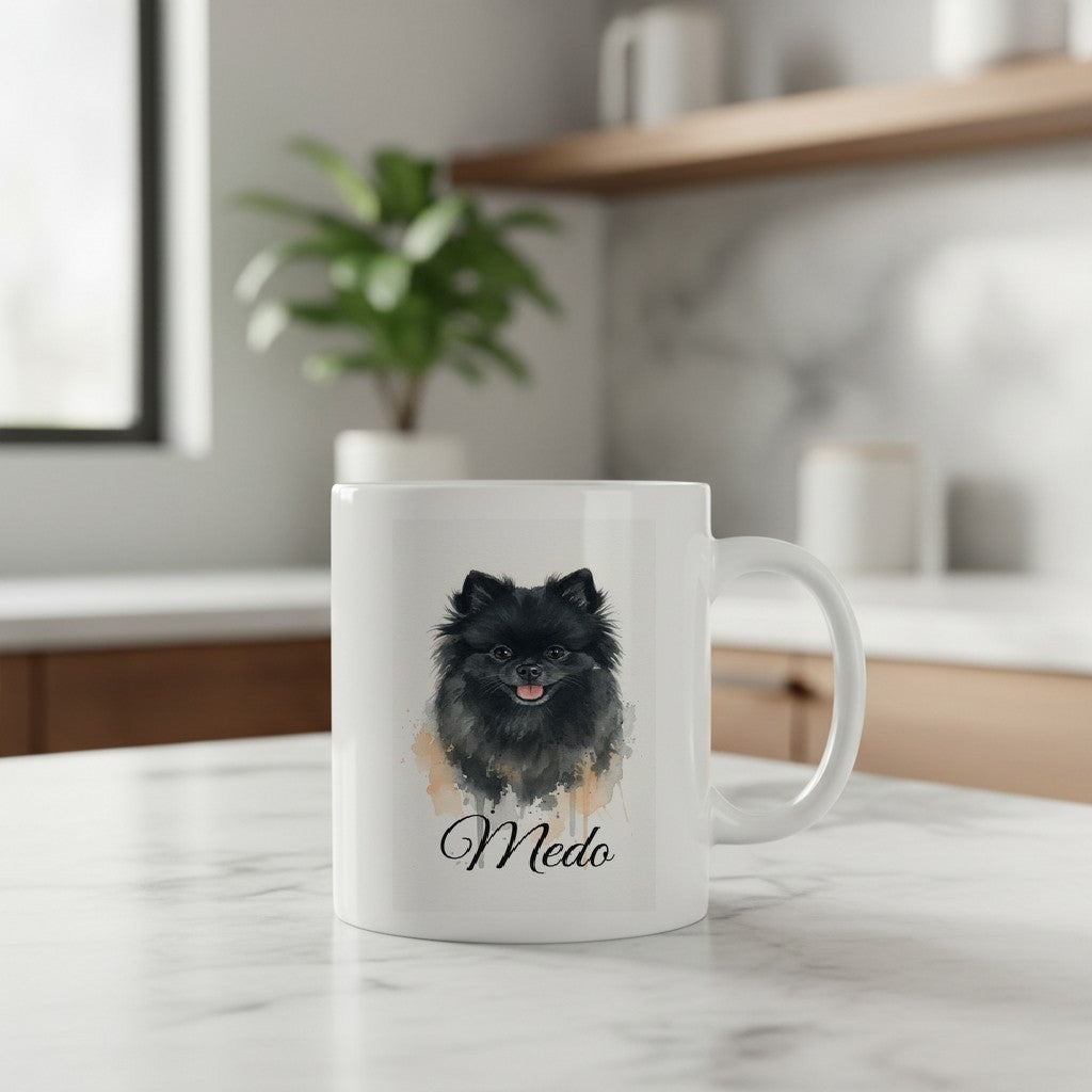 Personalisierte Haustier-Tasse – Aquarell-Porträt mit Name – Aquarell