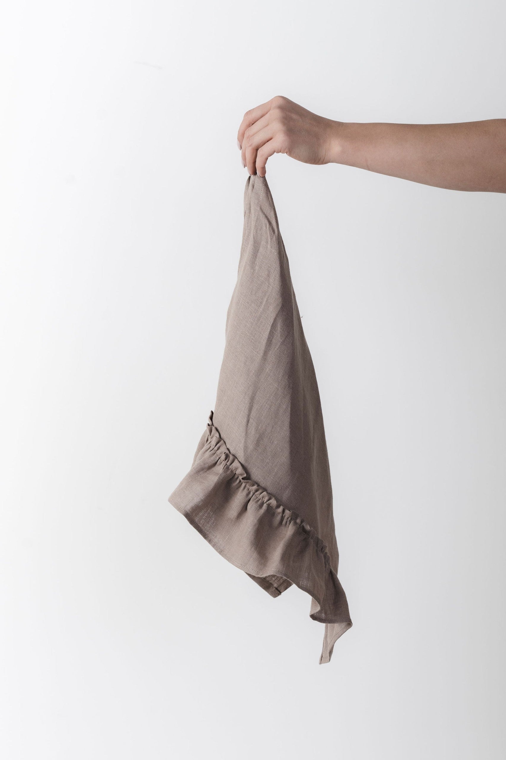 Linen Kitchen Towel With Ruffles